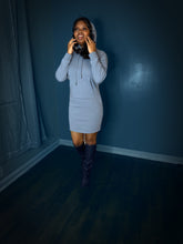 Load image into Gallery viewer, Denim Blue Sweatshirt Hoodie Dress
