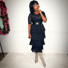Load image into Gallery viewer, Black Swan Tiered Skirt with Pleats &amp; Ruffles
