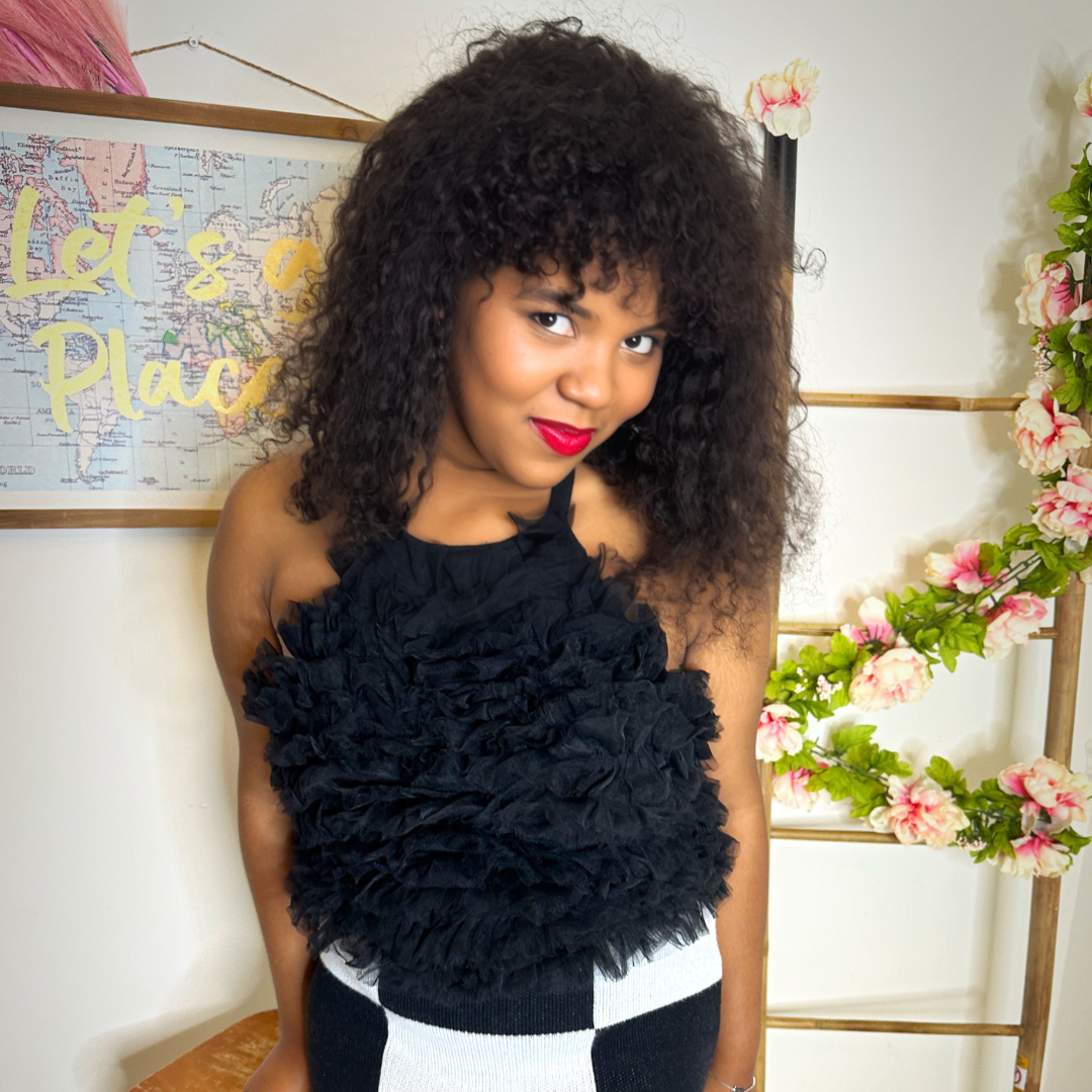 Ladylike Tulle Ruffled Halter Top