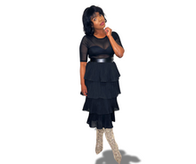 Load image into Gallery viewer, Black Swan Tiered Skirt with Pleats &amp; Ruffles
