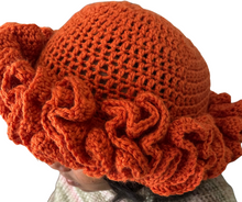 Load image into Gallery viewer, RUFFLE TRIMMED CROCHET HAT
