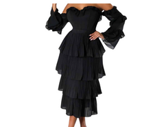 Load image into Gallery viewer, Black Swan Tiered Skirt with Pleats &amp; Ruffles
