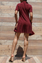 Load image into Gallery viewer, Penny Pinstriped Double Button Pleated Dress (THIS ITEM WILL SHIP IN 2 WEEKS)
