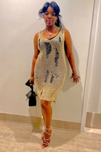 Load image into Gallery viewer, Excuse Me Miss Gold Knit Distressed Dress
