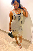 Load image into Gallery viewer, Excuse Me Miss Gold Knit Distressed Dress

