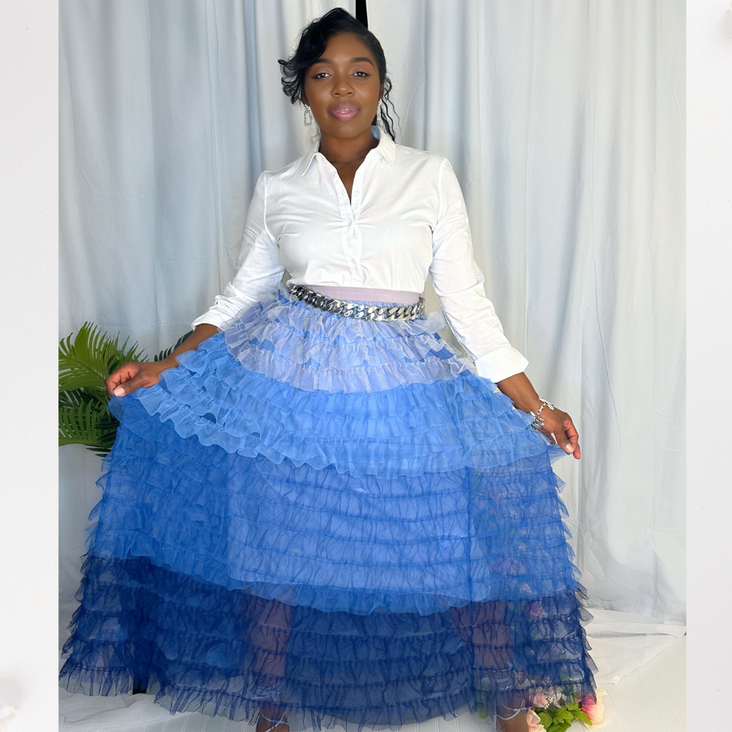 My Fairytale Blue Ombre Tiered Ruffle Skirt
