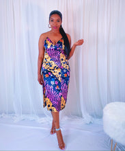 Load image into Gallery viewer, Floral Zebra Multi Printed Satin Midi Slip Dress with Side Split
