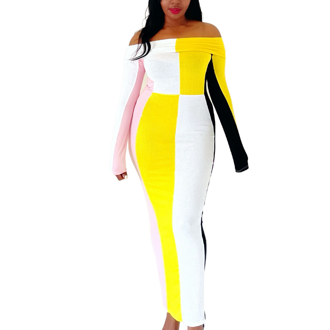 Spring Beauty Color Block Maxi Dress