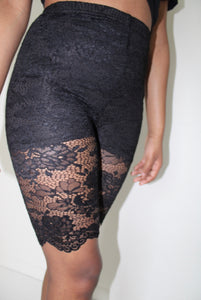 Black Lace Biker Shorts